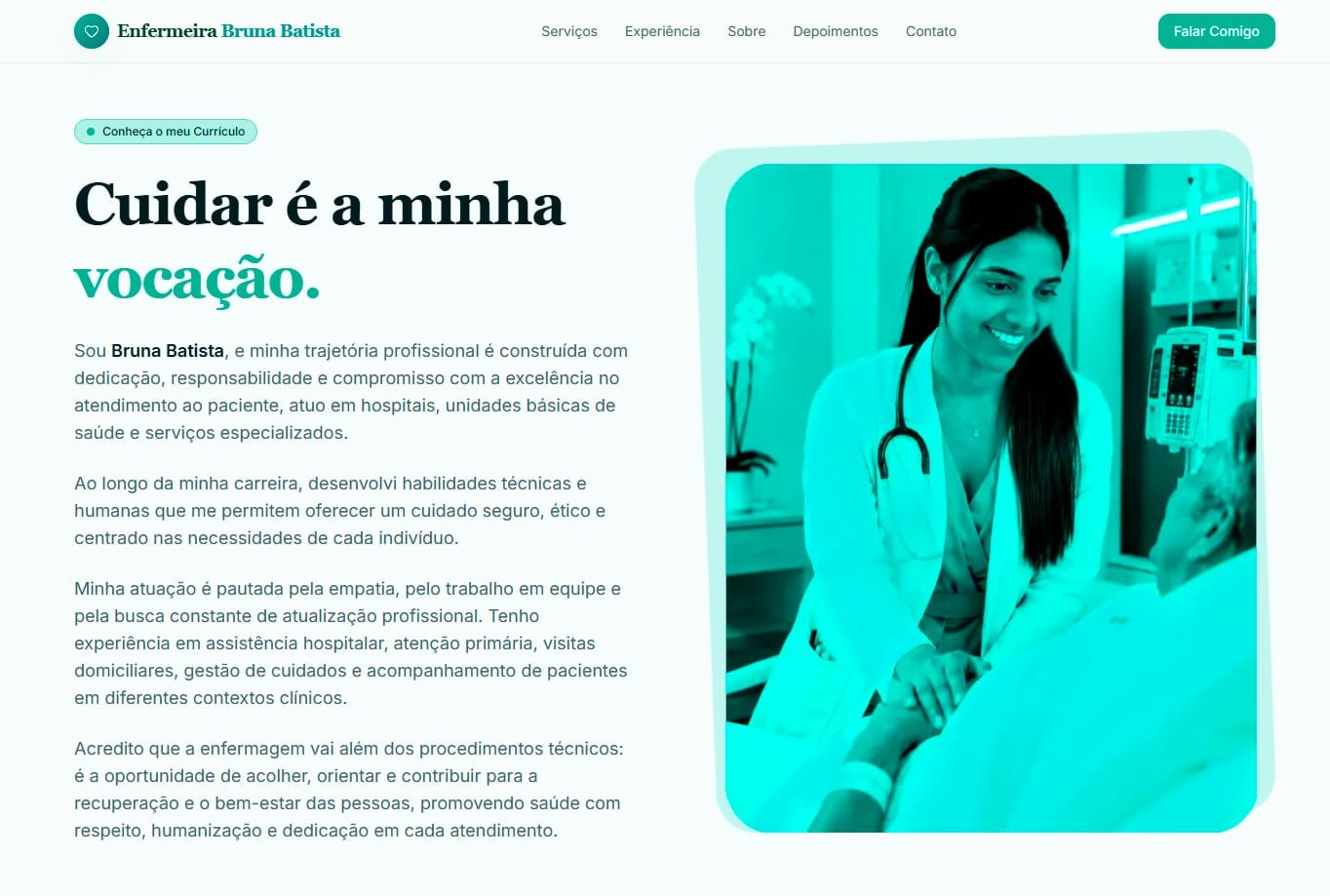 Site novo da Enfermeira Bruna Batista, feito pela sixkeyway